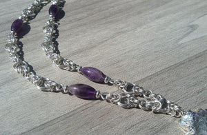 Amethyst Sterling Silver Byzantine Necklace - crystalsbysabeads.com