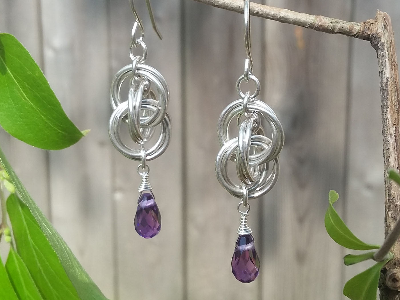 Amethyst Sterling Silver Spiral Twist Earrings - crystalsbysabeads.com