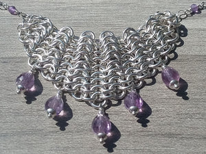 Amethyst Sterling Silver Draped Bib Necklace - crystalsbysabeads.com