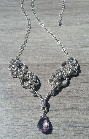 Amethyst Sterling Silver Stepping Stone Necklace - crystalsbysabeads.com