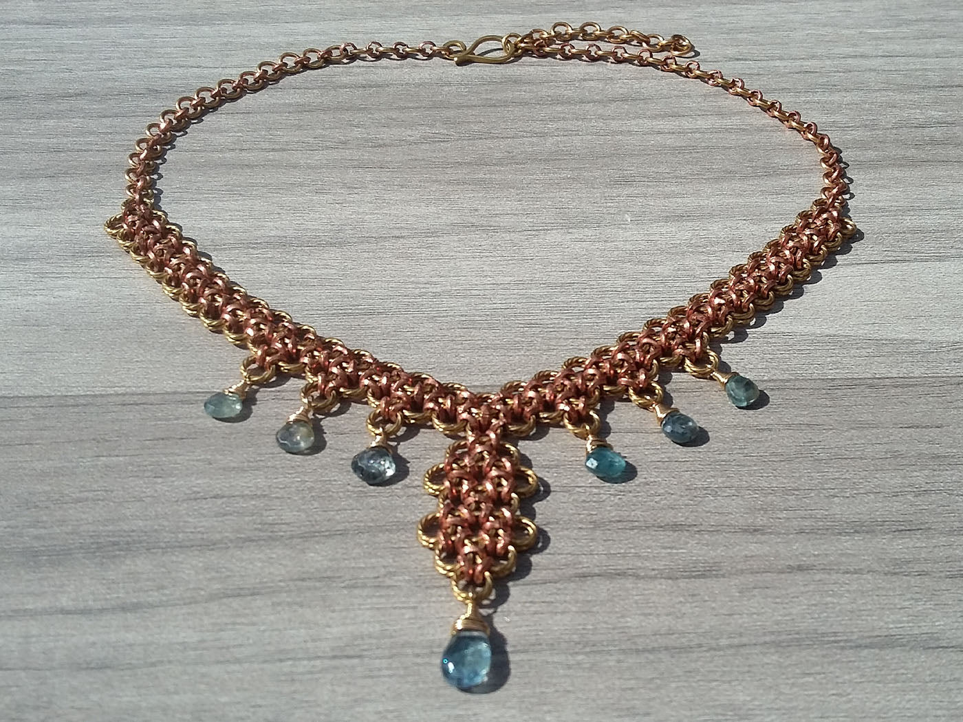 Brass & Copper Blue Zircon Collar Necklace feat. by Regan - crystalsbysabeads.com