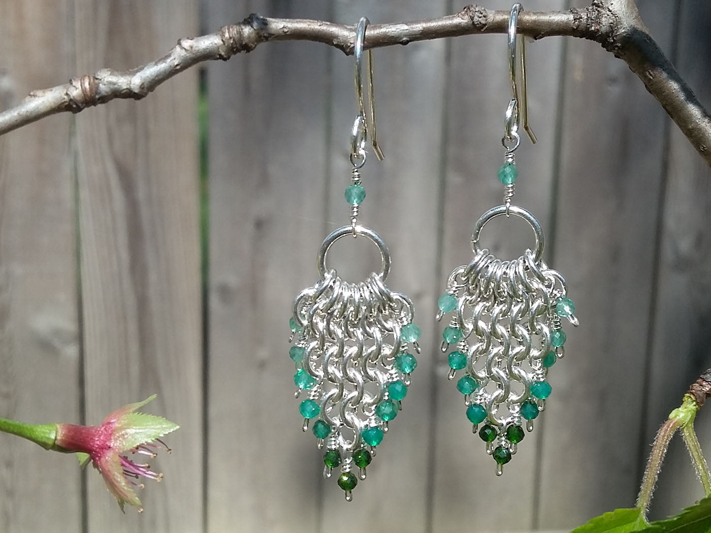 Sterling Silver Green Onyx 4 in 1 Earrings - crystalsbysabeads.com