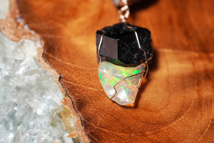 Ammolite Fossil & Opal Pendant - crystalsbysabeads.com