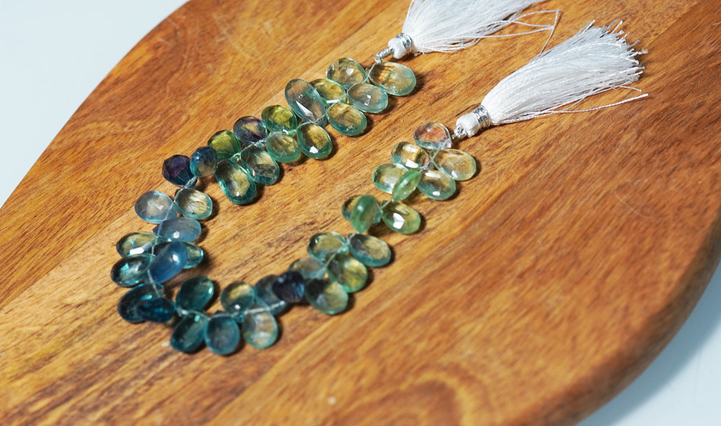Fluorite Faceted Drop Strand - crystalsbysabeads.com