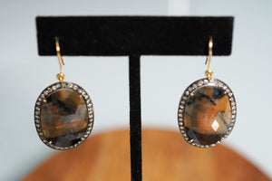Jasper Earrings with Diamonds - crystalsbysabeads.com