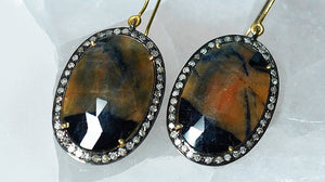 Jasper Earrings with Diamonds - crystalsbysabeads.com