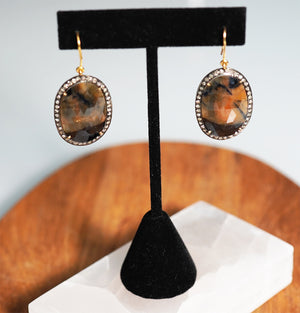 Jasper Earrings with Diamonds - crystalsbysabeads.com